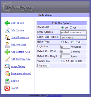 CMS sample screen shot